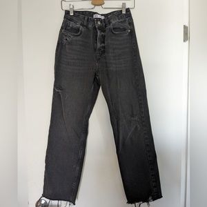Zara straight leg jeans with unfishied hem in size 36